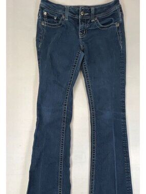 Miss Me Womens 25 Easy Boot Cut Blue Denim Jeans Rhinestone Sequins Bling